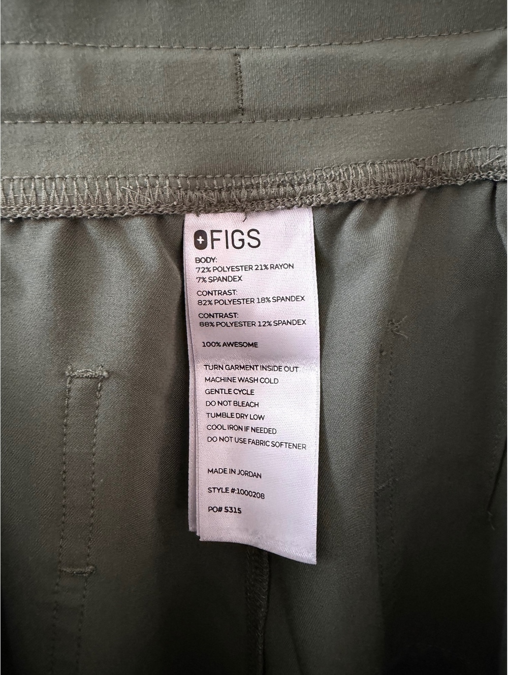 FIGS scrubs moss olive green Zamora jogger bottoms Size M - Picture 3 of 4